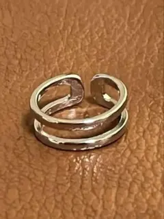 シルバー 925 メキシカンジュエリーヴィンテージリング二重リング フリーサイズ
