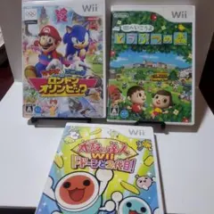 マリオ&ソニック ロンドン、太鼓の達人2代目、どうぶつの森　Wii定番セット
