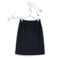 6I064【ELLE エル】(40／L)タイトスカート ブラック ウール100%