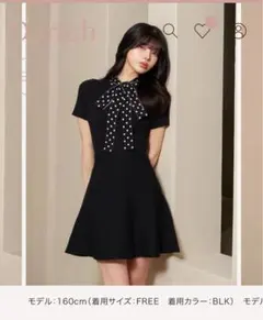 Darich ドットボウタイフレアミニワンピース