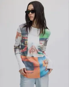Ameri 2WAY EMOTIONAL COLLAGE SHEER TOP - メルカリ