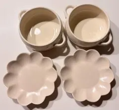ココットグラタン皿 花型小皿 4点セット