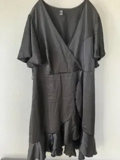 SHEINプラスサイズサテンフリルカシュクールデザインワンピースパーティーキャバ