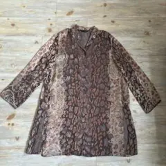 伊太利屋イタリヤ　レオパード豹柄ロングシャツチュニックカーディガン