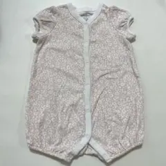 ロンパース　ピンク　花柄　前開き　夏　ピンク　半袖　ノースリーブ