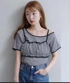 タグ無し試着のみ　Kastane ギンガムチェックビスチェSETのサムネイル