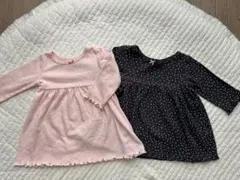 【2個セット】カーターズ ワンピース ピンク 黒ドット 長袖 60ピンク