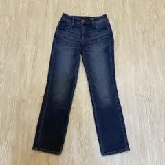 ダークブルー デニムパンツ ハイウエスト　しまむら　裏起毛　暖かデニム