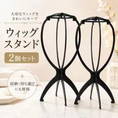 ウィッグスタンド ロング ２個セット カツラ ブラック 折りたたみ式 帽子のサムネイル