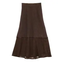 《新品》LAGUNAMOON レース フレア ロングスカート ブラウン S