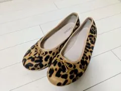 Discoat ヒョウ柄リボン付きフラットシューズ L