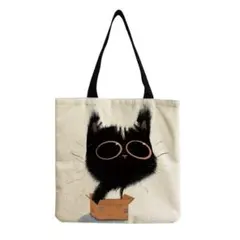 09 トート バッグ 猫 ねこ リネン 布 エコバッグ ショルダー トートバッグ