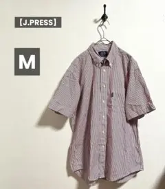 【J.PRESS】ジェイプレス 半袖 BD シャツ M ストライプ オンワードのサムネイル