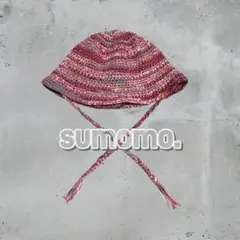 No.86 クラッシャーハット　紐付きハット　ハット　帽子　かぎ針編み