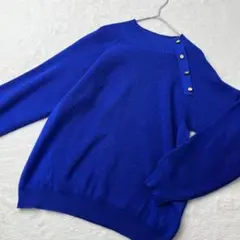 ザショップティーケー　長袖ニット　青　ミドルゲージ　M　モックネック