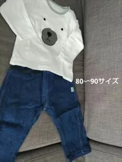 木曜限定値引　べべ　くまティシャツ（トレーナー）長袖とズボン　M（80〜90）