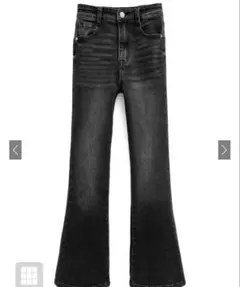 GRL ハイウエストセミフレアパンツ ブラック cu498