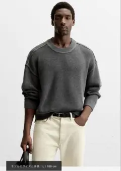 新品タグ付きZARAクロップド丈クルーネック ニットセーター Lサイズ