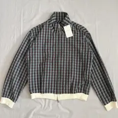 トゥモローランド　ジップアップブルゾン　ダブルジップ　チェック柄　ブルー