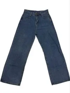 ダークブルー ワイドレッグ デニム