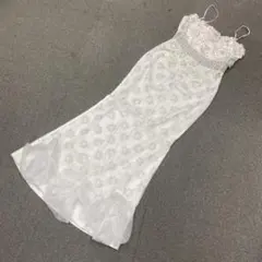 新品！ドレスショップgloss　ラインがキレイ♡白の豪華ロングドレス　M