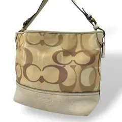 良品 761 コーチ ワンショルダーバッグ シグネチャー キャンバス レザー