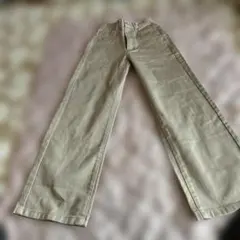 ワイド綿パンツ　ベージュSサイズ
