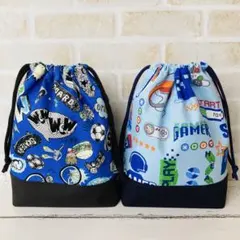 747★マチあり給食袋2点セット 小学校 ハンドメイド 巾着 女の子 男の子