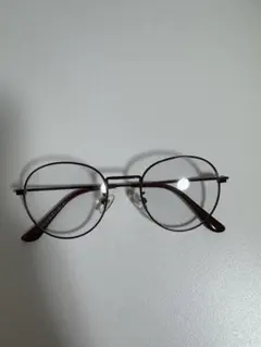 ブラウン ラウンドメガネ 伊達メガネ ケース付き