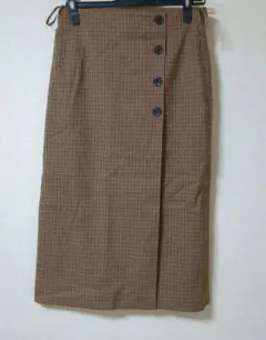 ユニクロ　サイドボタンチェックラップスカート　M