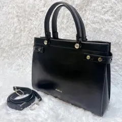 美品✨現行ロゴ フルラ レディ 2way ショルダーバッグ 黒 y2k