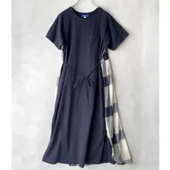 美品✨ブルーレーベルクレストブリッジ　背面チェック　カットソーワンピース　38