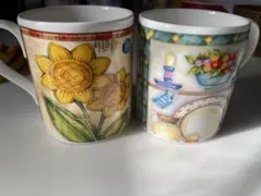 S. George 花と果物のマグカップ 2個セット