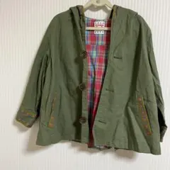 チチカカ　フード付きオリーブグリーンジャケット　カーキ 刺繍