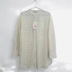 新品 しまむら レースクリック 白 シャツ ブラウス カーディガン シアー M