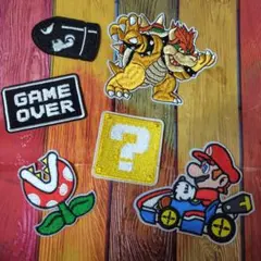 ① マリオ 刺繍 アイロン ワッペン スター クッパ キラー テレサ スター