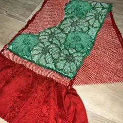 振袖用●未使用同然●変わり絞りの綺麗な色の正絹帯揚げ●金糸使用●総手絞り●赤