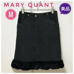 ★美品★MARY QUANTマリークワント デニムミニスカート 裾ファーサイズMのサムネイル