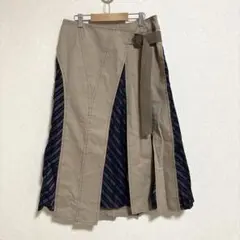 PRIDE ラッププリーツ切替スカート 38 ベージュ 美品のサムネイル