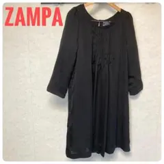 ZAMPA 長袖 ブラック 黒 プリーツ ブラウス M レディース オシャレのサムネイル