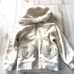 【ホワイト　フード付きジャケット 100cm ファー】