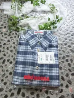 新品未開封☆MIKIHOUSE１００サイズ男の子青白チェック柄　長袖秋冬用シャツ
