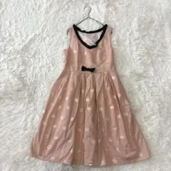 ジルスチュアート 花柄ノースリーブワンピース 日本製 リボン ガーリーE9381