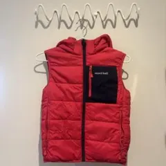 mont-bell フード付きダウンベスト レッド　リバーシブル