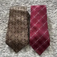 pierre cardin ネクタイ　まとめ売り　幾何学模様　チェック　茶　赤