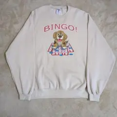 00年代 犬　BINGO　スウェット　ファニー　ベージュ　アニマル