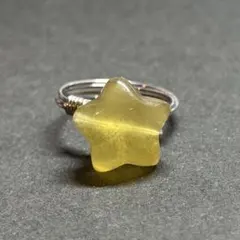 WR772 天然石 パワーストーン ワイヤーリング フローライト イエロー 星