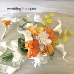 ꕥウエディングブーケꕥブートニア付き 造花 前撮り