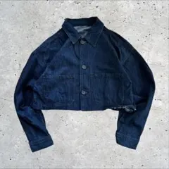 希少　ショート丈 デニムジャケット　濃紺　短丈