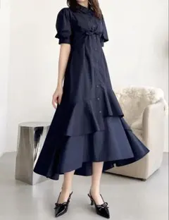 polaura エアリーティアード ビスチェワンピース navy - メルカリ